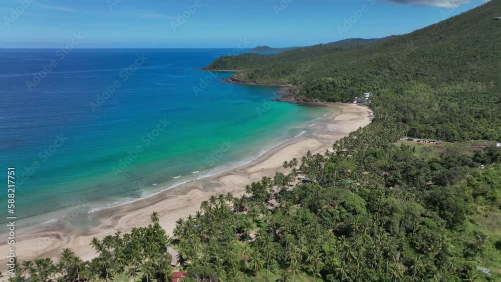 Nagtabon Big Paradise Beach On Palawan Island, Aerial View Nagtabon Big Paradise Beach On Palawan Island, Aerial View