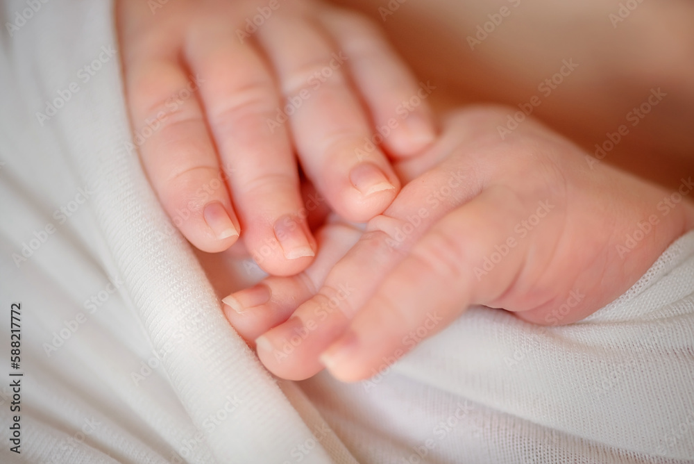 Newborn baby. Longevity baby. Portrait of a newborn. Hands and little fingers of a newborn baby. Son. Daughter. Family. Tenderness. Love Newborn baby. Longevity baby. Portrait of a newborn. Hands and little fingers of a newborn baby. Son. Daughter. Family. Tenderness. Love