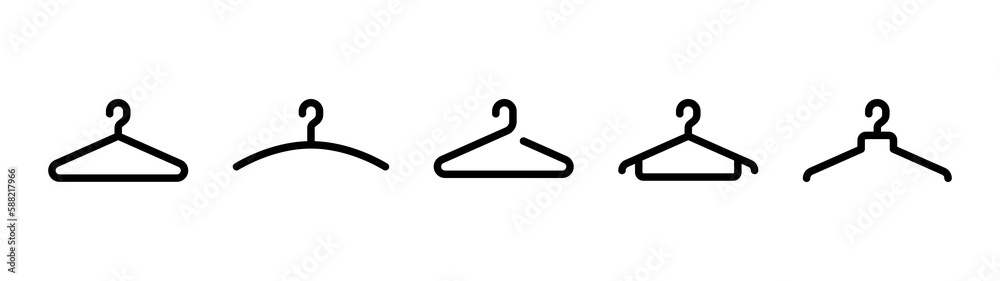 Clothes hanger icon set. Simple and black color icons. Clothes hanger icon set. Simple and black color icons.