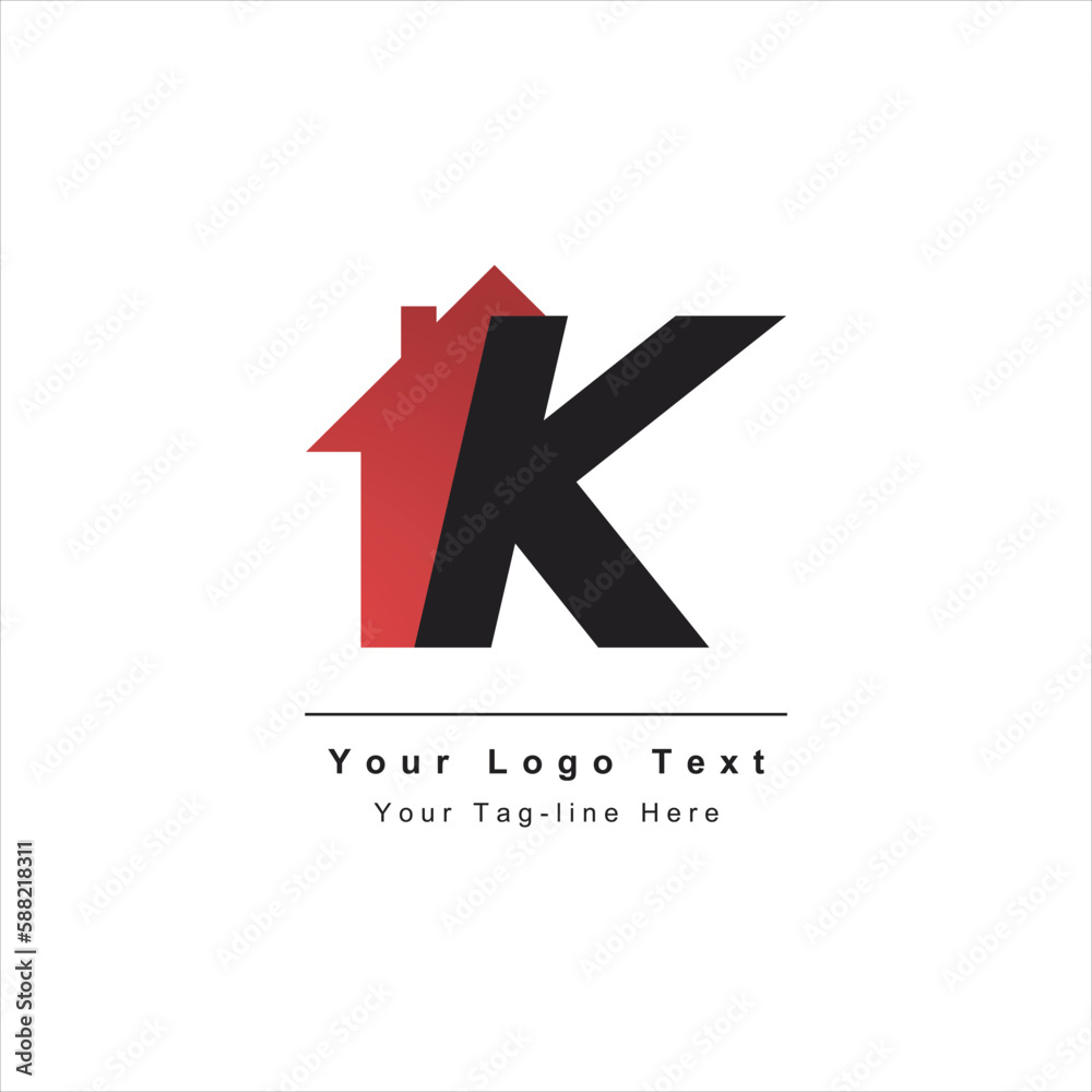 abstract letter K with house logo design abstract letter K with house logo design