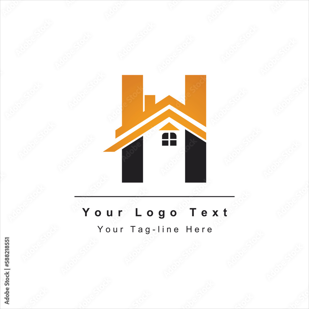 H initial with real estate logo design H initial with real estate logo design