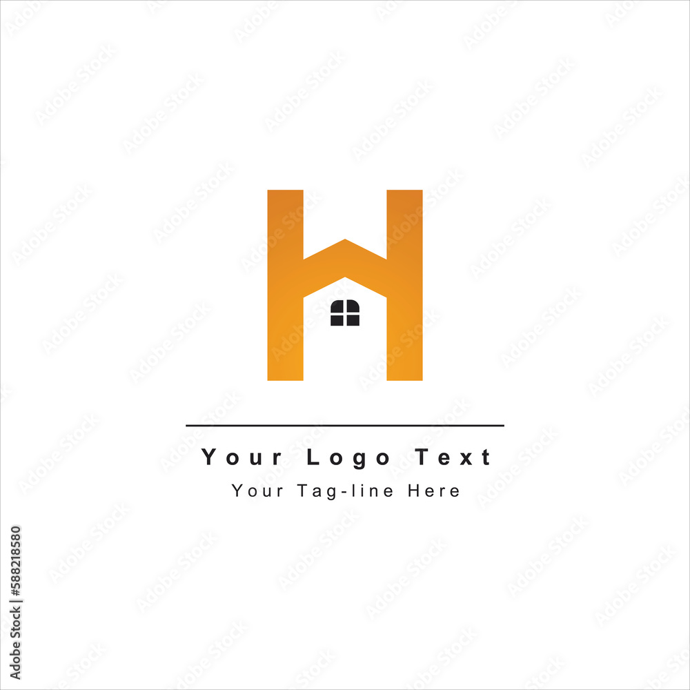 awesome initial H with real estate logo design awesome initial H with real estate logo design