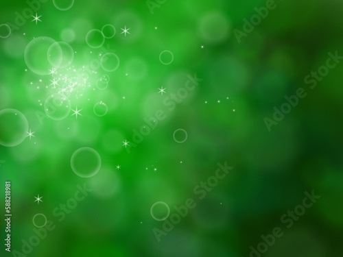 ぼやけた光が重なる緑色の背景イラスト