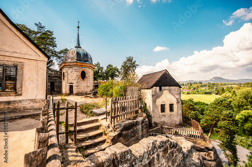 Sloup Castle in Northern Bohemia, Czechia. Sloup rock castle in the small town of Sloup v Cechach, in the Liberec Region, north Bohemia, Czech Republic. photo