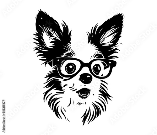 dog wearing glasses
