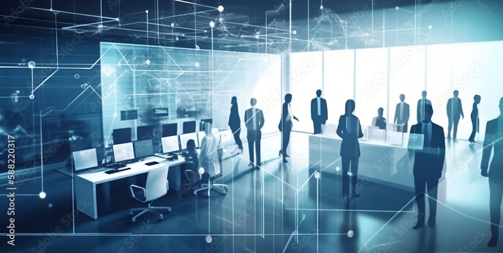 Business Teamwork and Communication - Group of People in Office Meeting for Network and Work illustration Business Teamwork and Communication - Group of People in Office Meeting for Network and Work illustration