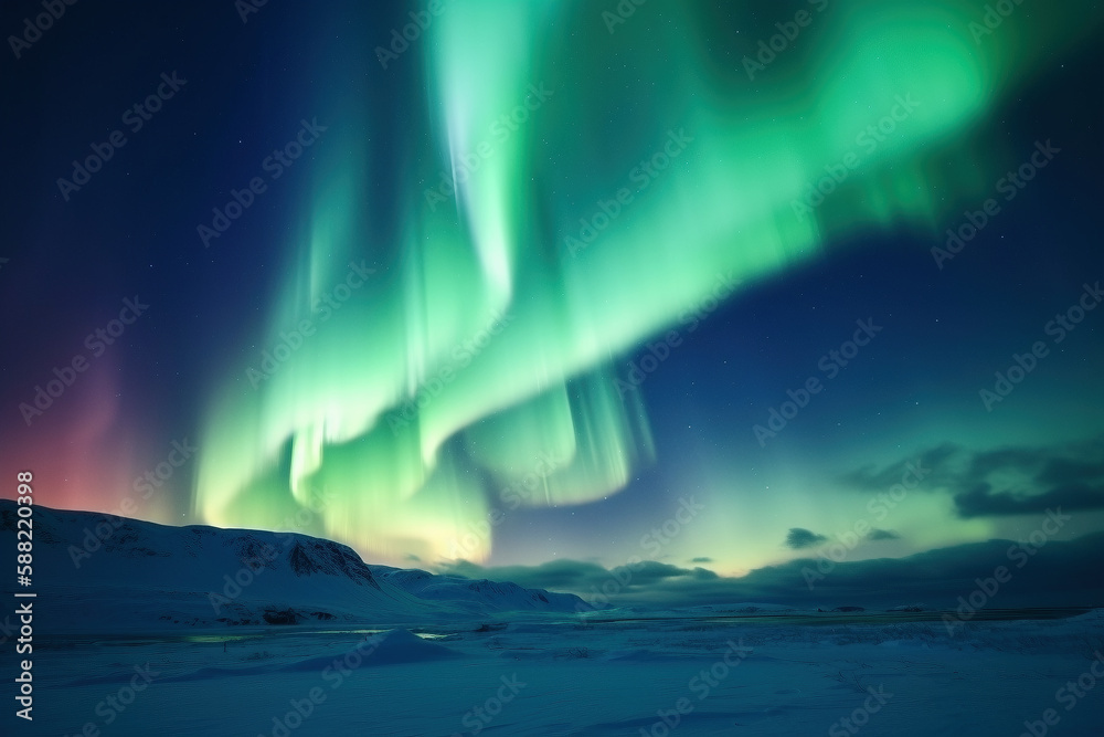 Northern lights, aurora borealis, over the earth - Generative AI