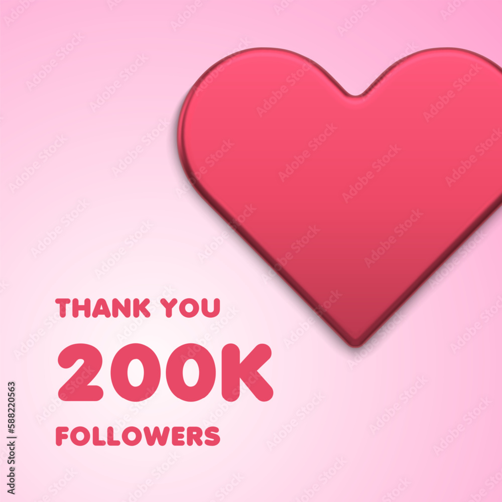 Thank you 200k followers cyberspace like subscription social media post design template vector