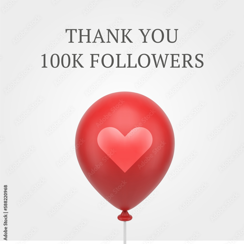 Thank you follower like subscription heart air balloon social media post design template vector