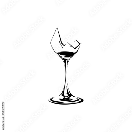 vector illustration of broken drinking glass