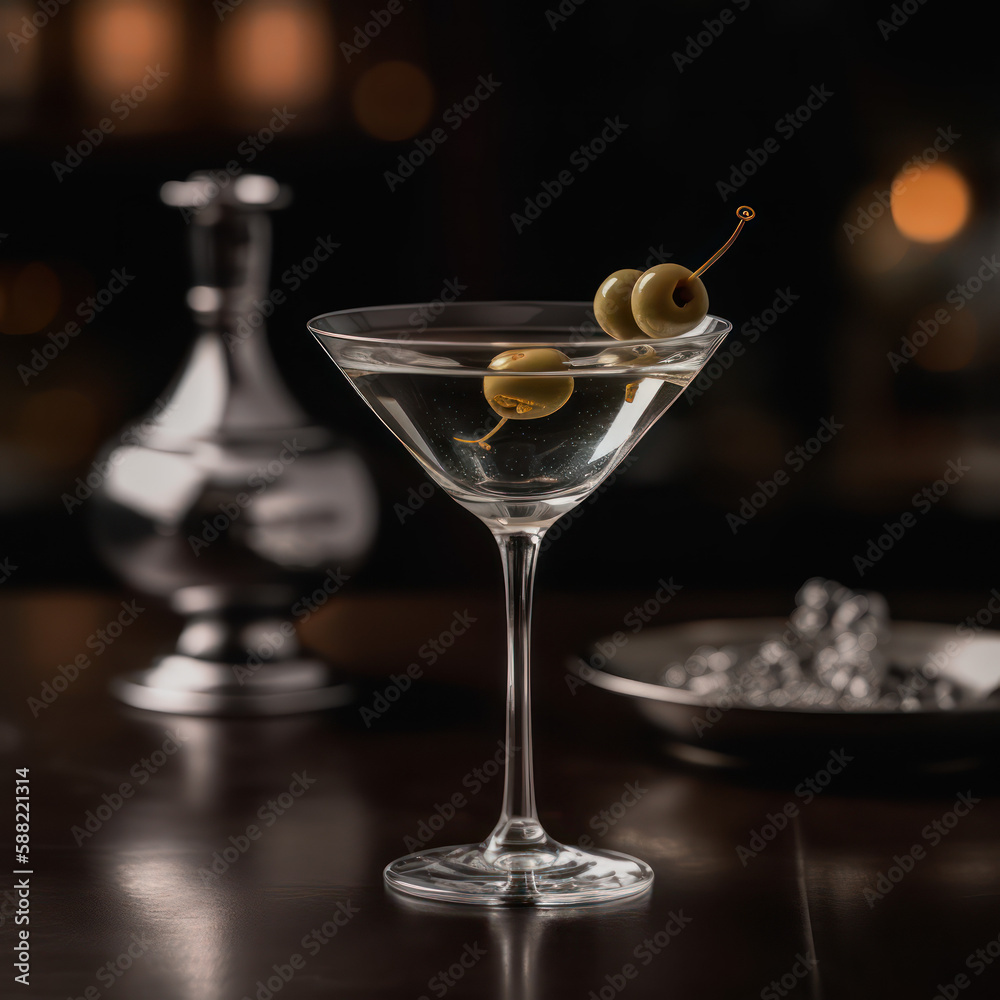 Suave Sips: An Exclusive and Elegant Dry Martini Cocktail, Generative AI