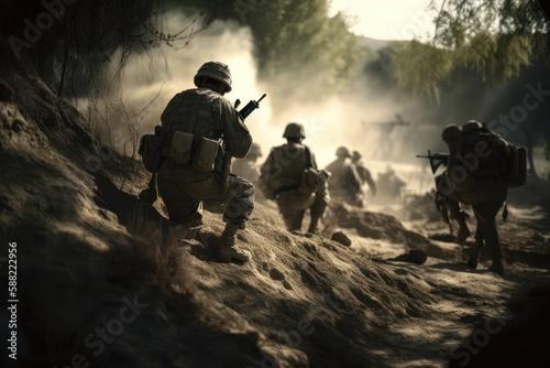 U.S. marines in action, generative AI © Rawf8