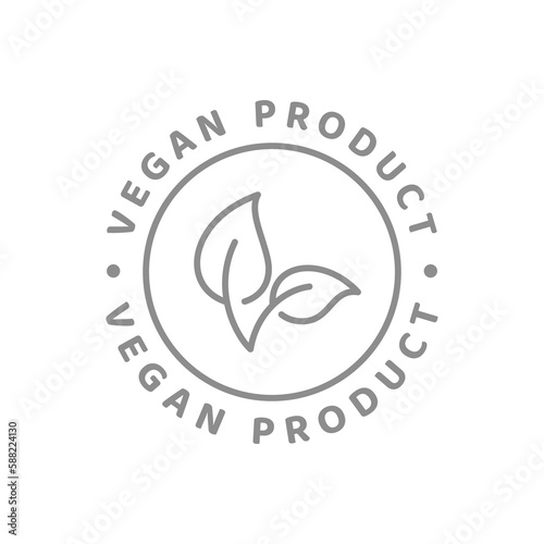 Vegan product line vector label. Packaging symbol for food or cosmetics.