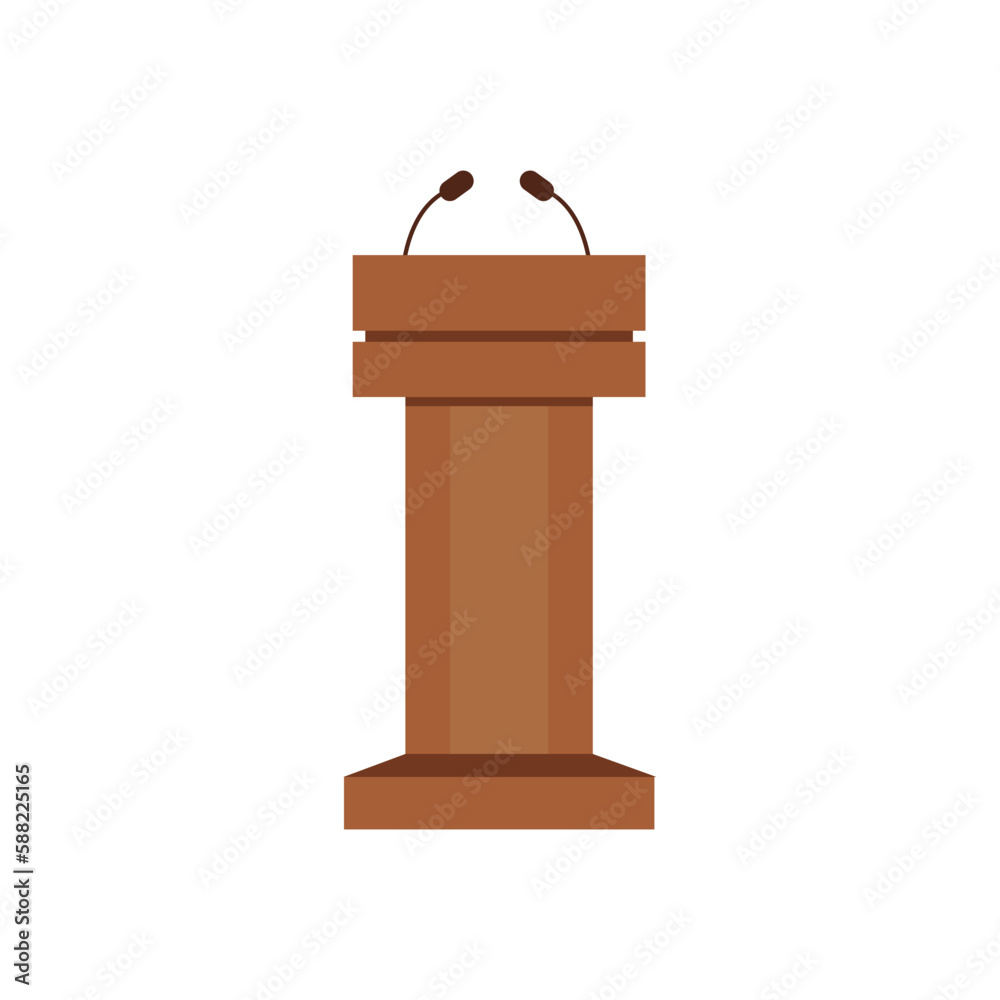 Vector Podium Tribune Rostrum Stand with Microphones Isolated