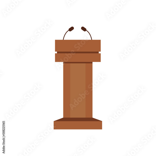 Obraz na płótnie Vector Podium Tribune Rostrum Stand with Microphones Isolated
w salonie