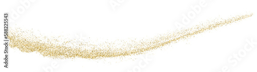 Gold Glitter Texture On White. Horizontal Long Banner For Site. Panoramic Celebratory Background. Golden Explosion Of Confetti. Vector Illustration, Eps 10
