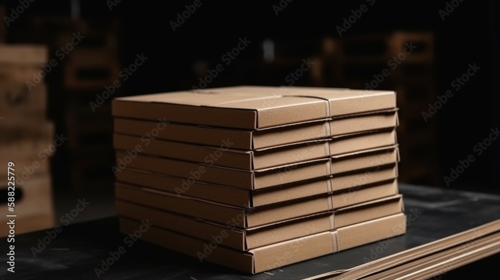 stack of corrugated cardboard package boxes Generated AI