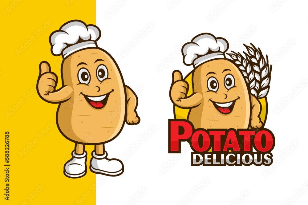 Potato delicious mascot logo design cartoon character