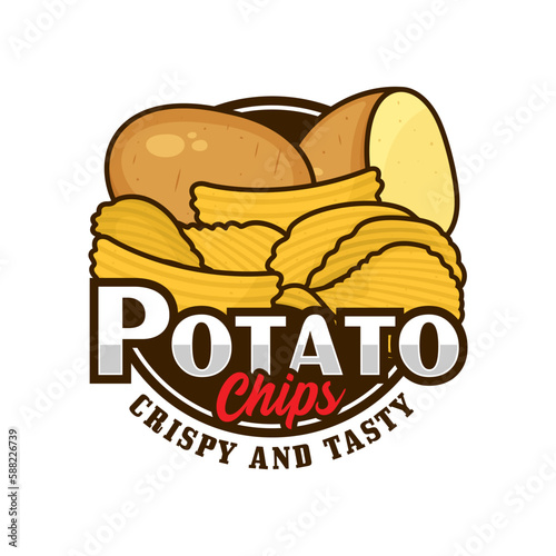 Potato chips crispy and tasty design logo