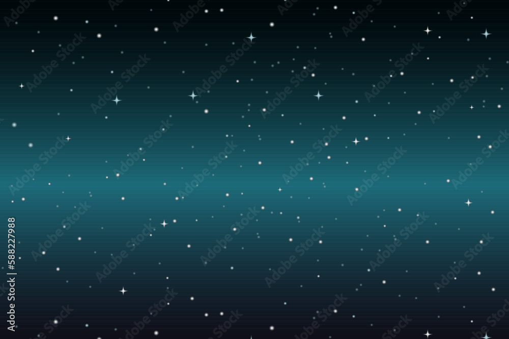 starry night sky, night sky illustration with shiny stars and snowfall isolated