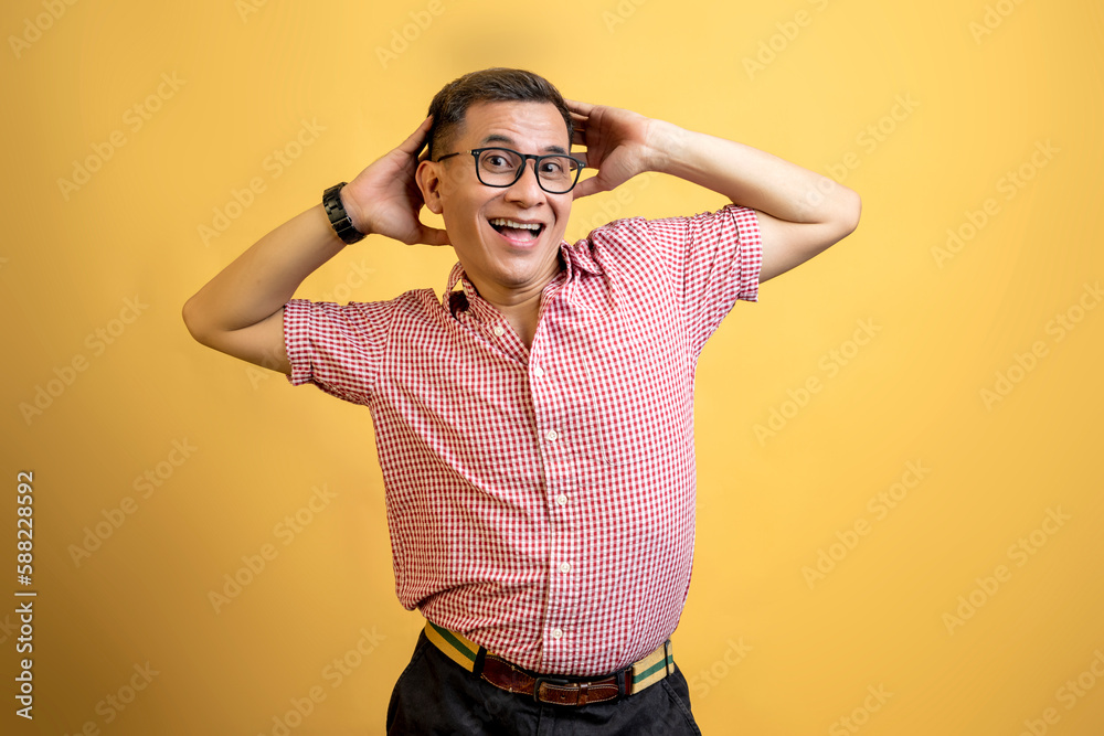 Man with eyeglasses and a shirt standing Man with eyeglasses and a shirt standing