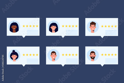 Customer review, Usability Evaluation,  Feedback,  Rating system iconcept. Vector illustration
