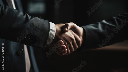 handshake isolated on black, generative ai