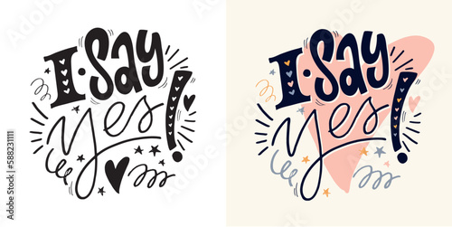 Cute hand drawn doodle lettering postcard, t-shirt design art, mug print, poster art.