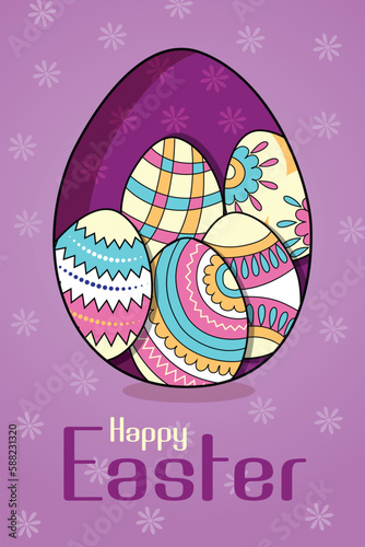 Happy Ester day concept design of illustration. Little rabbit in an egg.