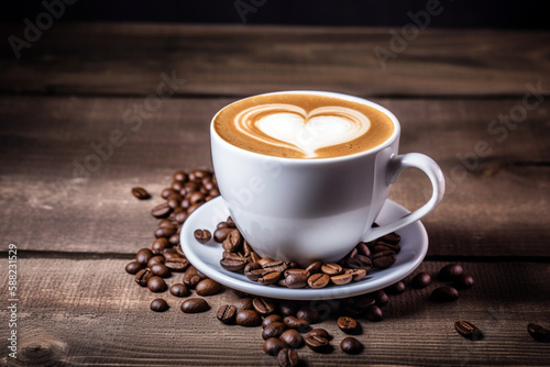 Tasse de caf   avec c  ur de barista en latte art