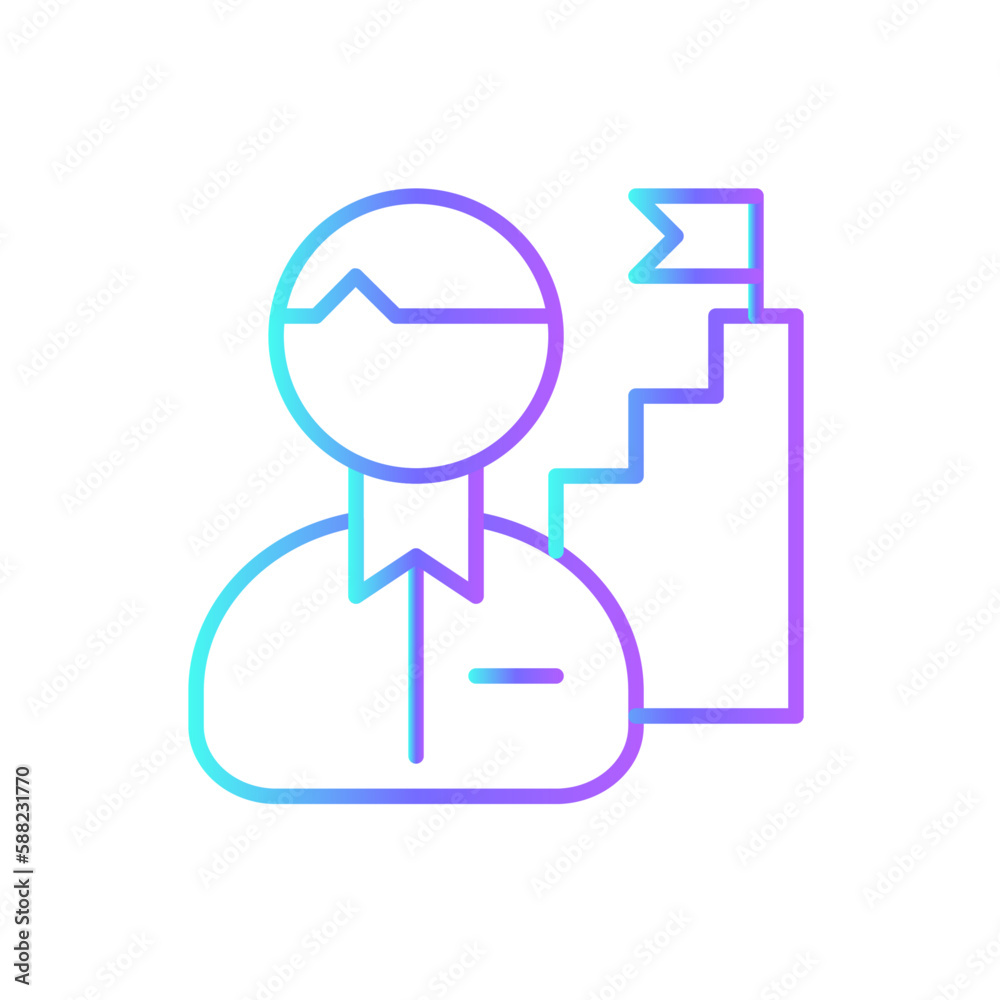Mission Teamwork and Management icon with blue duotone style. target, goal, strategy, concept, vision, objective, purpose. Vector illustration