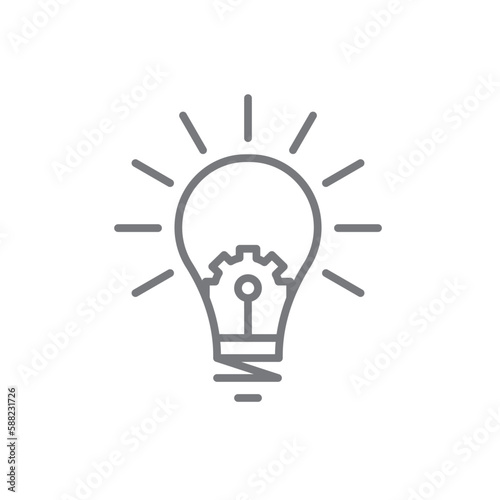Innovation Teamwork and Management icon with black outline style. idea, creative, solution, energy, lightbulb, creativity, inspiration. Vector illustration