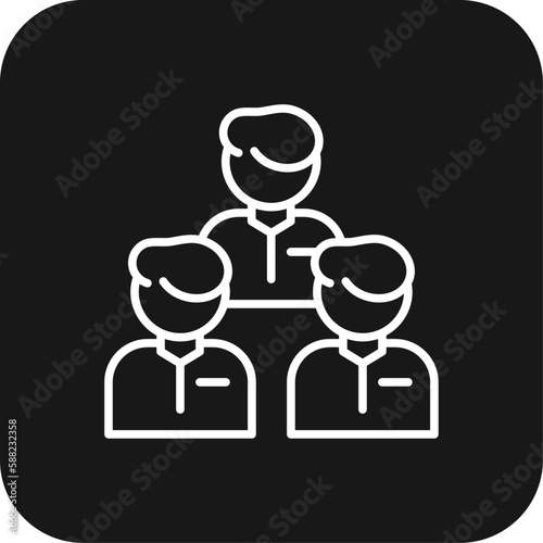 Team Teamwork and Management icon with black filled line style. group, person, company, collaboration, community, member, connection. Vector illustration