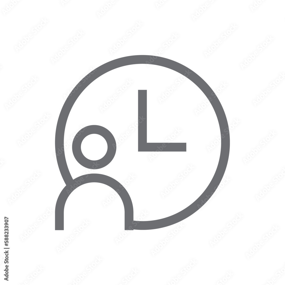 Person Hour Business people icon with black outline style. people, job, man, clock, schedule, watch, flexible. Vector illustration Person Hour Business people icon with black outline style. people, job, man, clock, schedule, watch, flexible. Vector illustration
