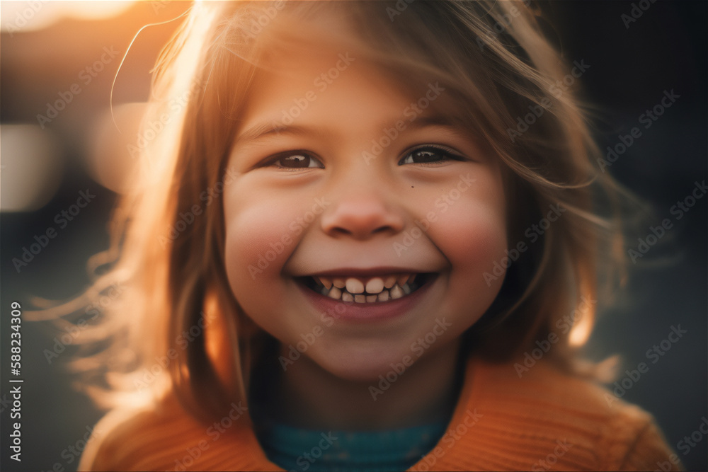 portrait of a smiling little girl, generative ai portrait of a smiling little girl, generative ai
