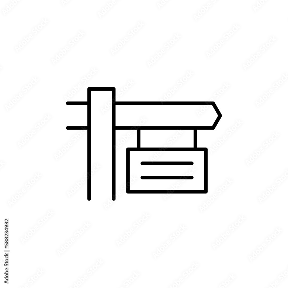 Sign Board Real Estate icon with black outline style. information, frame, element, road, billboard, street, direction. Vector illustration Sign Board Real Estate icon with black outline style. information, frame, element, road, billboard, street, direction. Vector illustration