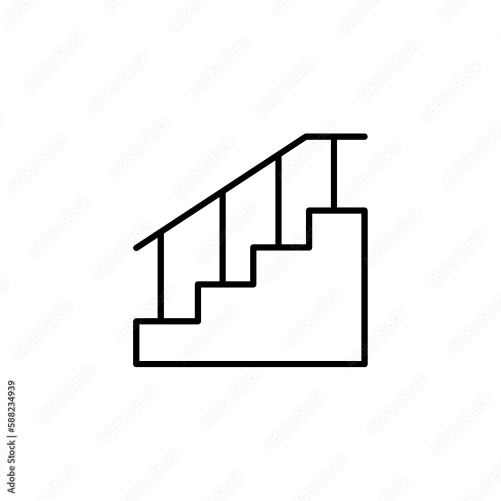 Stair Real Estate icon with black outline style. up, down, step, stairway, escalator, climb, floor. Vector illustration Stair Real Estate icon with black outline style. up, down, step, stairway, escalator, climb, floor. Vector illustration