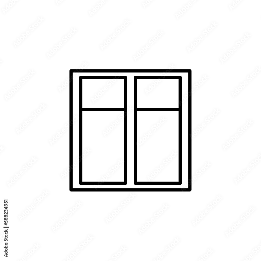Window Real Estate icon with black outline style. house, home, architecture, frame, room, interior, construction. Vector illustration Window Real Estate icon with black outline style. house, home, architecture, frame, room, interior, construction. Vector illustration