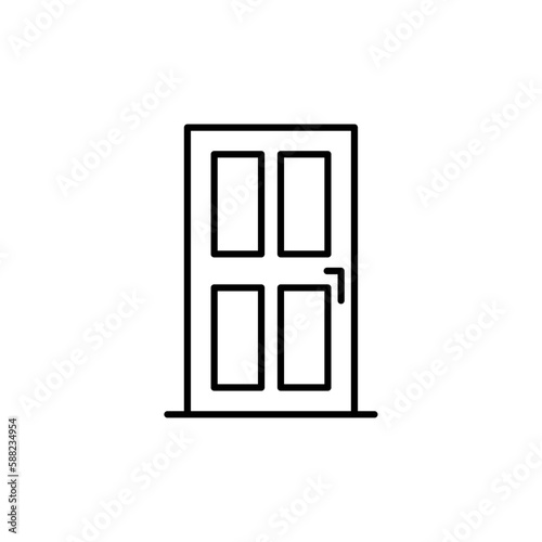 Door Real Estate icon with black outline style. home, interior, doorway, room, entrance, lock, enter. Vector illustration