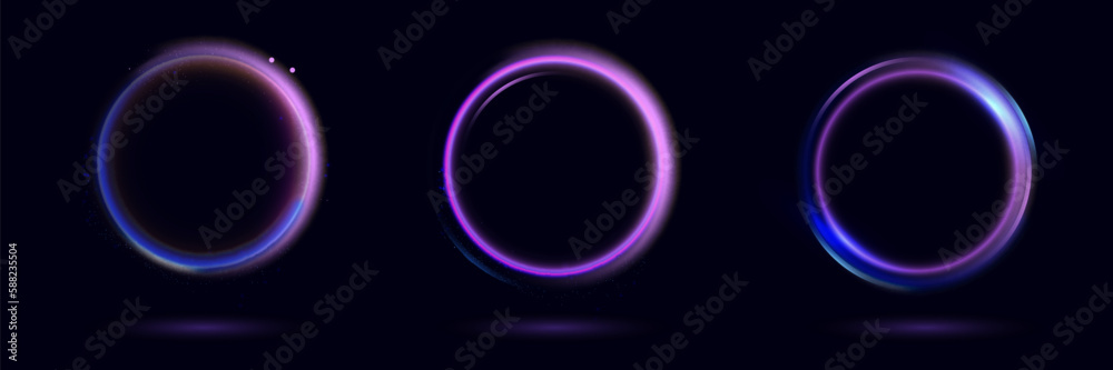 Neon swirl. Curve blue line light effect. Abstract ring background with glowing swirling background. Energy flow tunnel. Blue portal, platform. Magic circle vector. Neon swirl. Curve blue line light effect. Abstract ring background with glowing swirling background. Energy flow tunnel. Blue portal, platform. Magic circle vector.