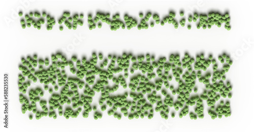 trees in the forest, top view, area view, isolated on transparent background, 3D illustration, cg render