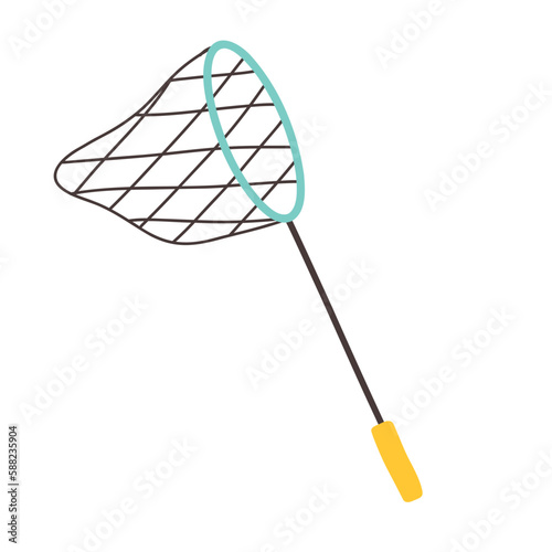 Insulated net for butterflies and fish. Vector illustration. Flat style. Net for fishing.