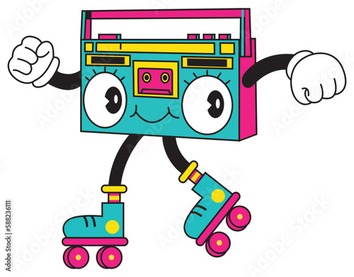 Walking Retro Stereo Cartoon Character