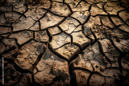 Cracked dry earth. Generative AI illustration