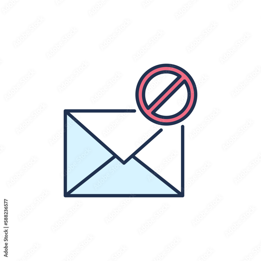 Ban sign on Envelope vector Email Prohibition concept colored icon Ban sign on Envelope vector Email Prohibition concept colored icon