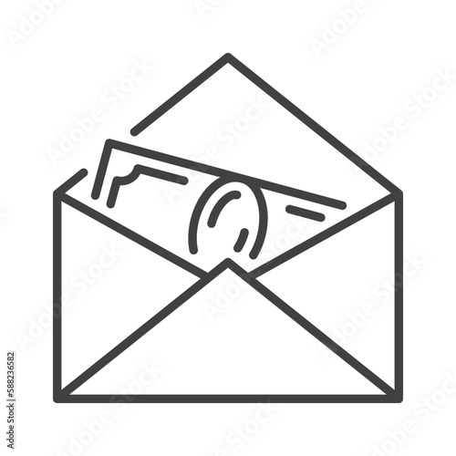 Banknote in Envelope vector Money Bribe concept linear icon
