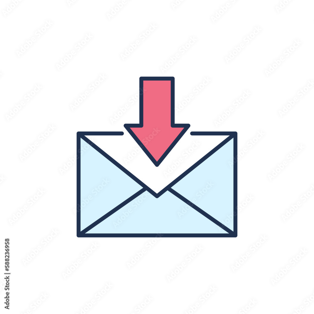 Down Arrow and Envelope vector Email Download concept colored icon Down Arrow and Envelope vector Email Download concept colored icon