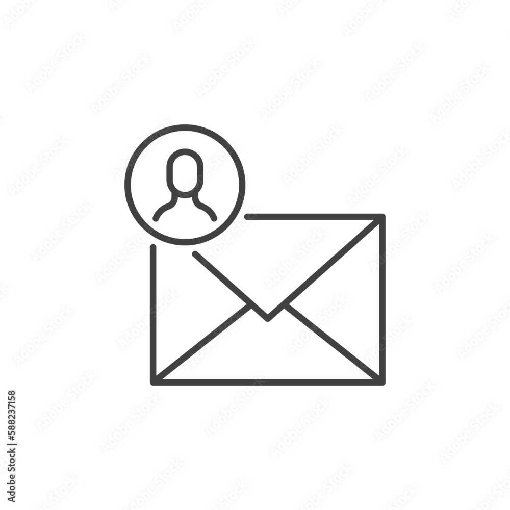 Envelope and circle with Man vector Email concept linear icon Envelope and circle with Man vector Email concept linear icon