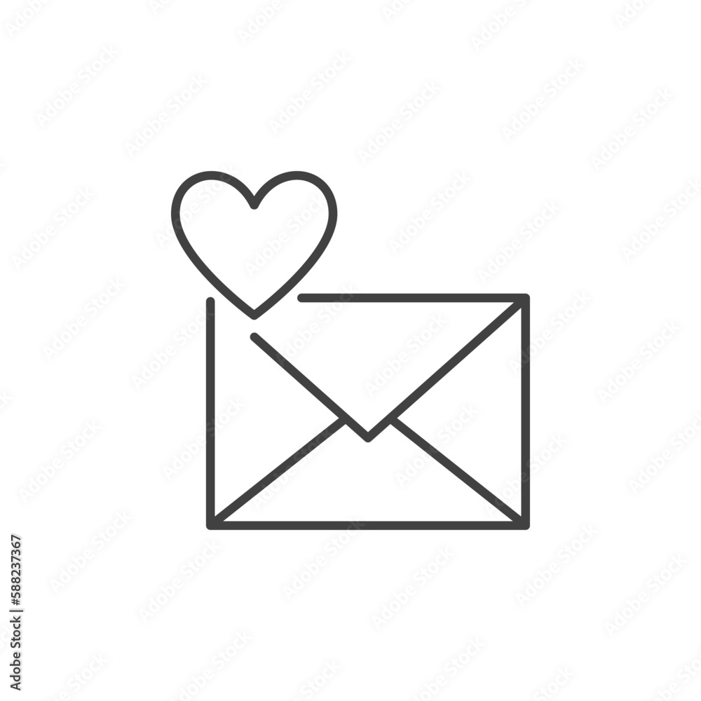 Envelope with Heart vector Email Like Button concept line icon Envelope with Heart vector Email Like Button concept line icon