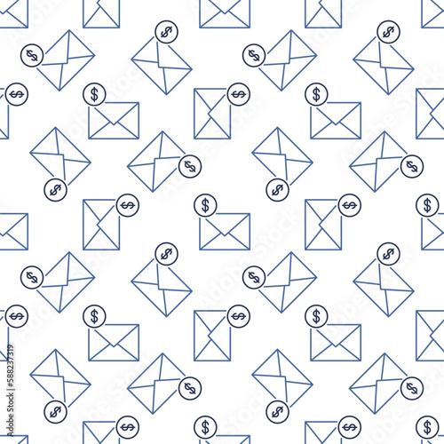 Envelope with Dollar Sign vector outline seamless pattern